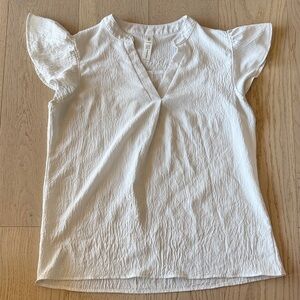 White Flutter Sleeve Blouse